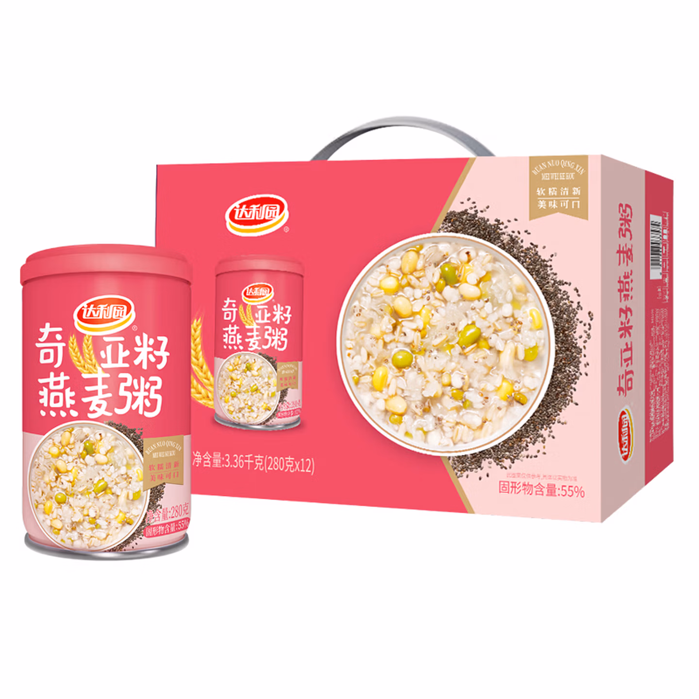 达利园奇亚籽燕麦粥早餐粥八宝粥送礼方便速食罐头280g*12罐整箱礼盒装