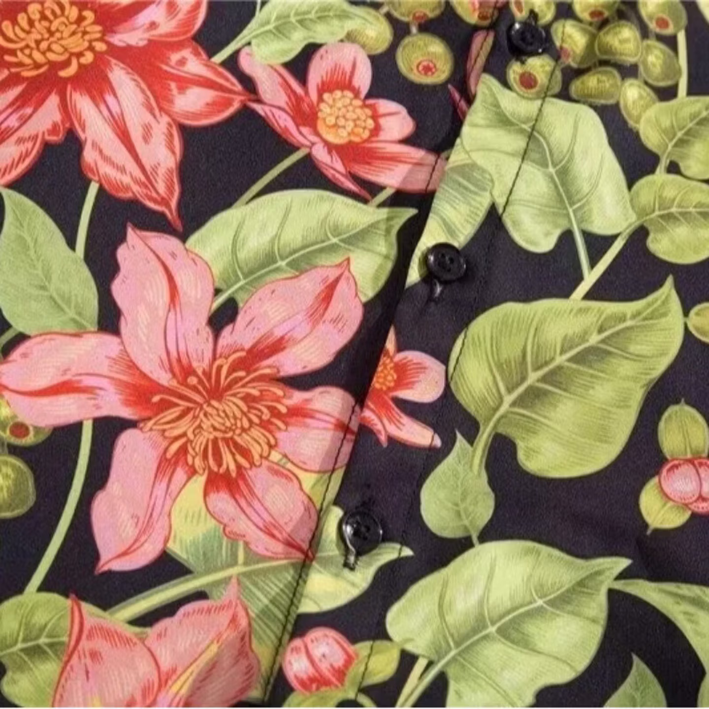 Short Sleeve Flower Shirt Hainan Island Beach Port Style Sanya Xia Wei Style Thailand Tourism Male Couple Casual Loose Jacket, Black XL_viptrois.com