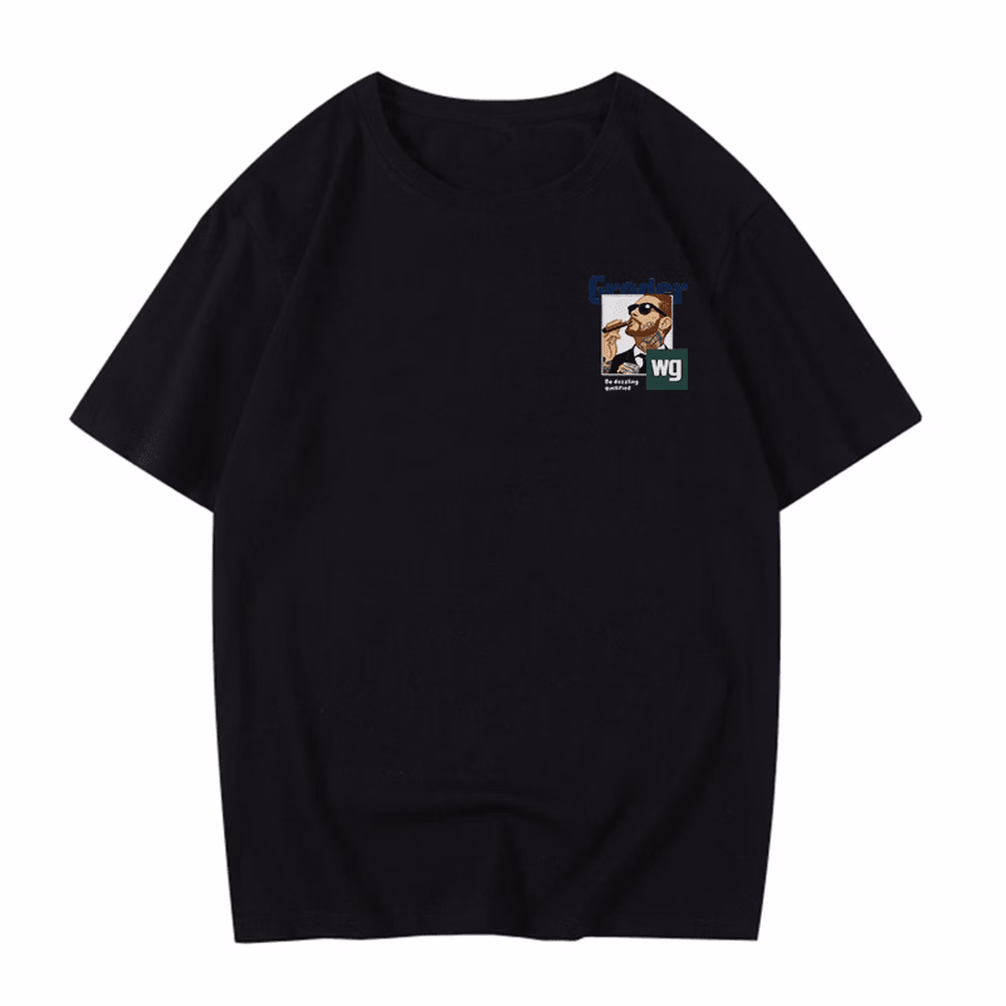 Herren Eisseide T-shirt Kurzarm Sommer Oberteil Casual Schwarz_voghion.com