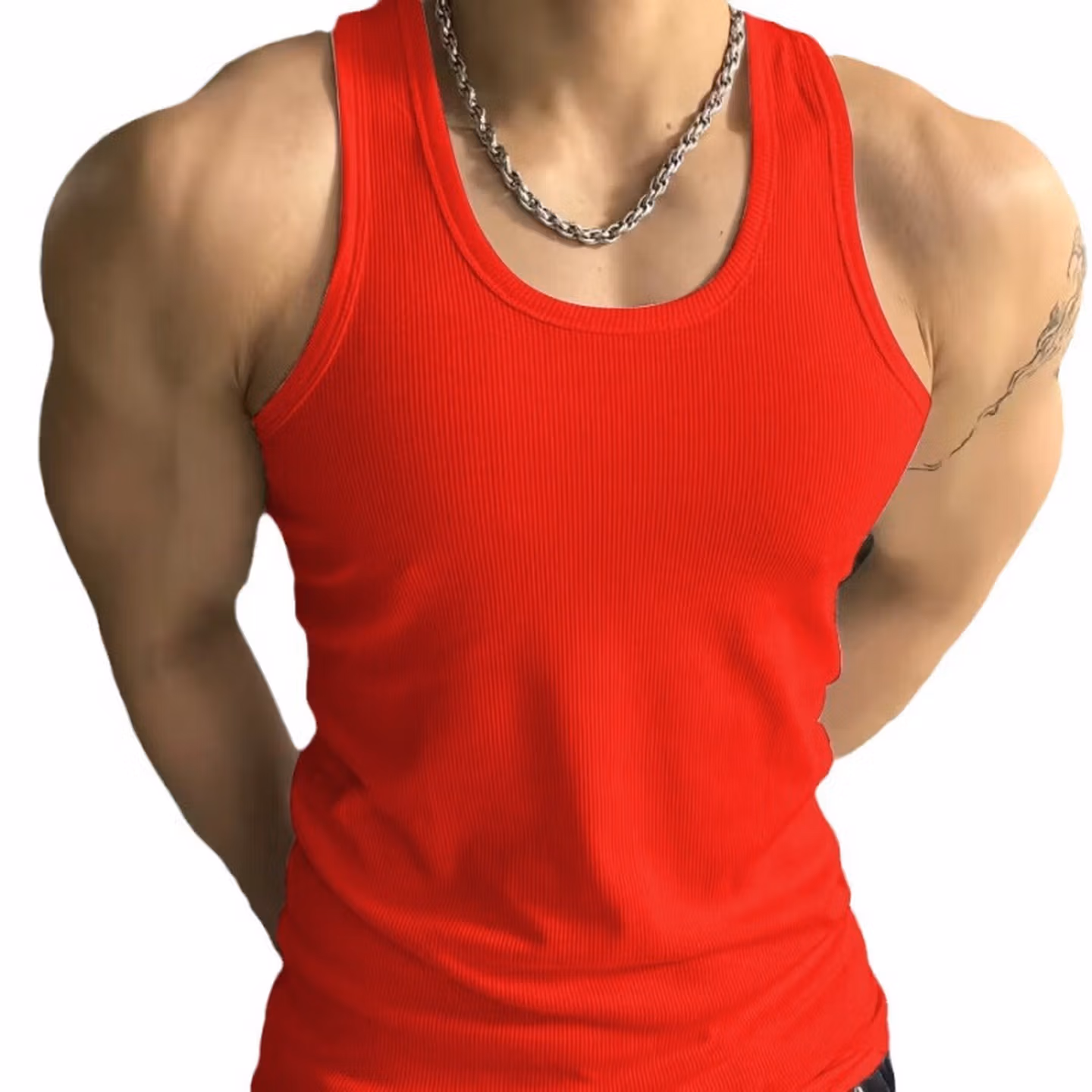 Men's Vest Fitness Elastic Vest Thickened Threaded Vest American Sweat Absorbing Sports Pulled Vest, White 3XL_viptrois.com