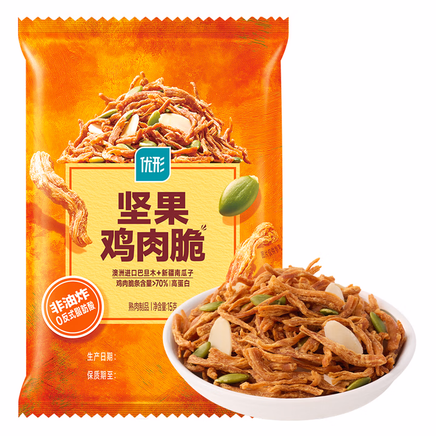 优形 非油炸 坚果鸡肉脆 15g*10袋 多重优惠折后￥16.9包邮