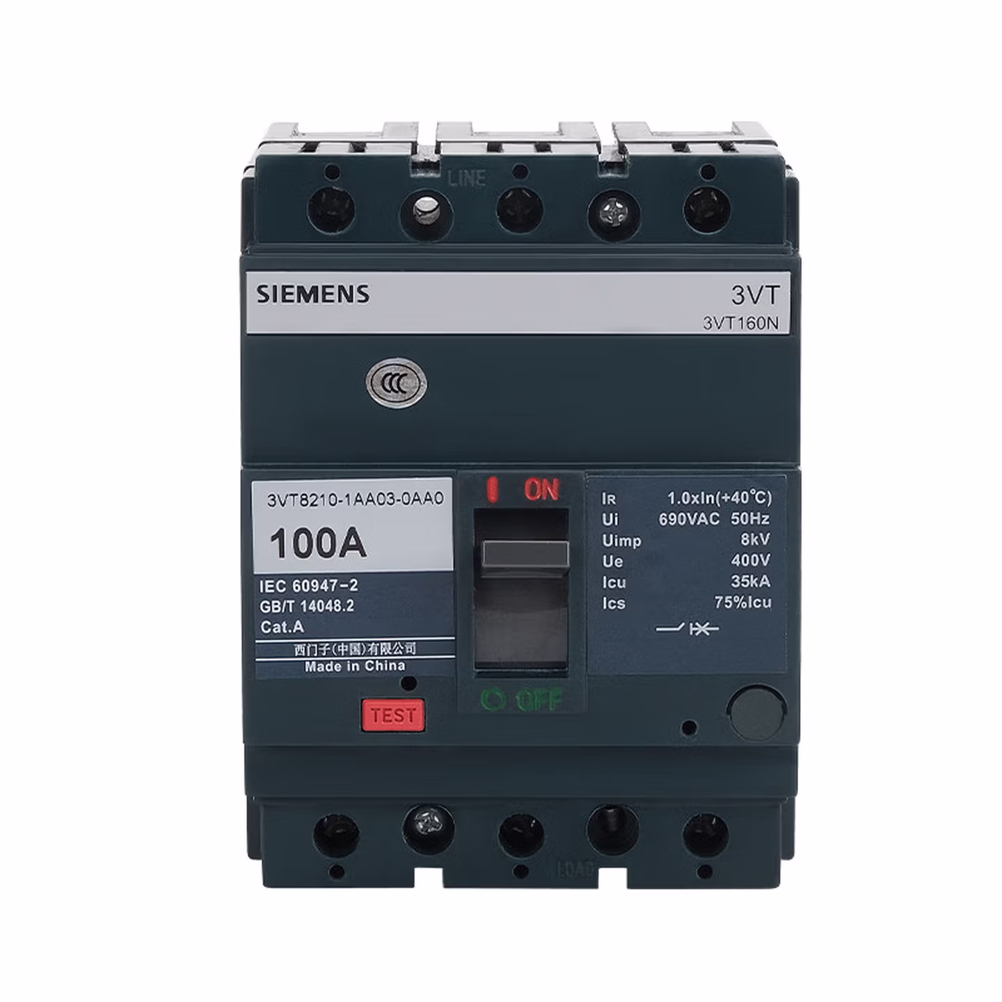 西门子 3VT8 100A 25KA TMF 100A 4P 3VT81101A