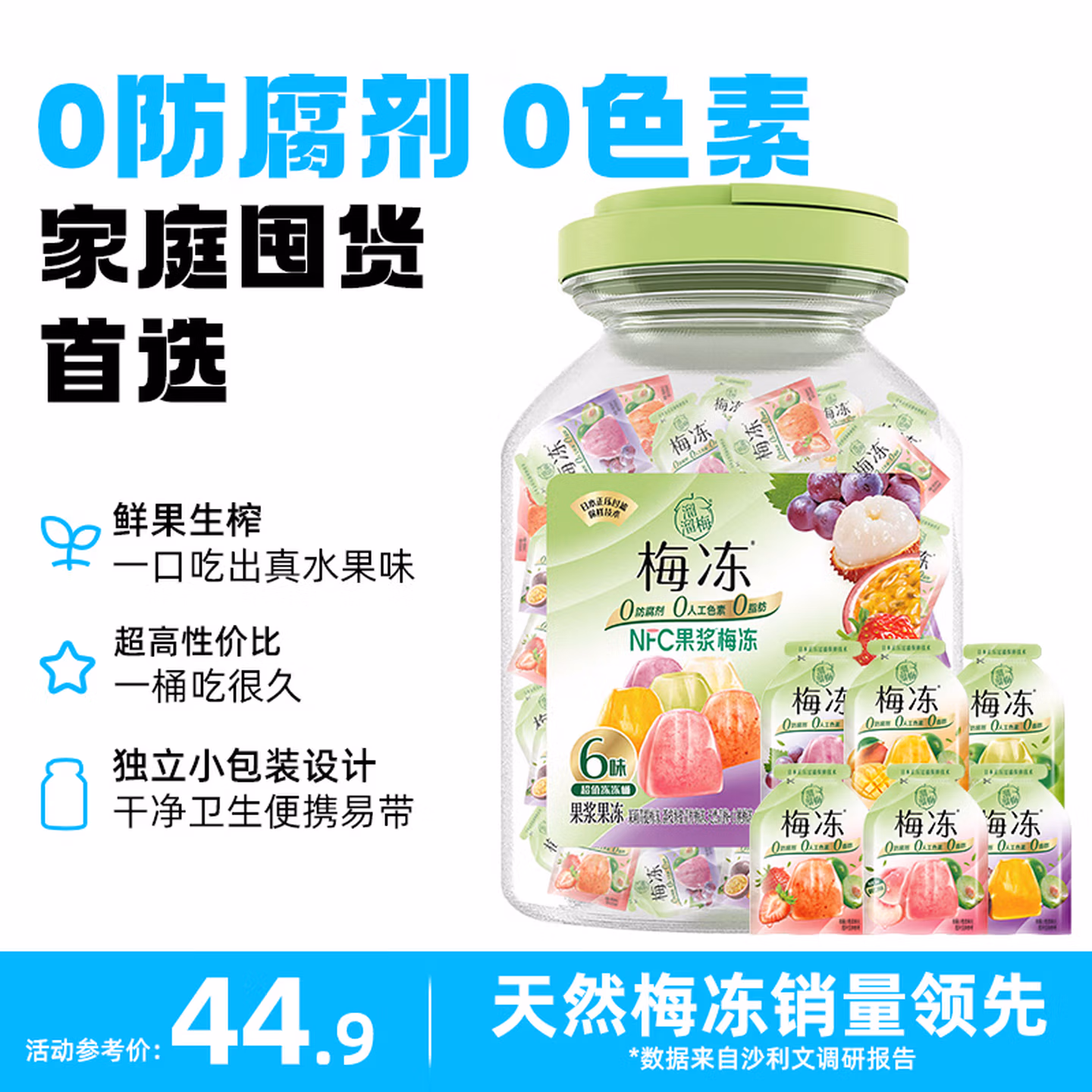 溜溜梅 【时代少年团同款】果冻天然梅冻 1.08kg 6味NFC果浆果汁鲜榨