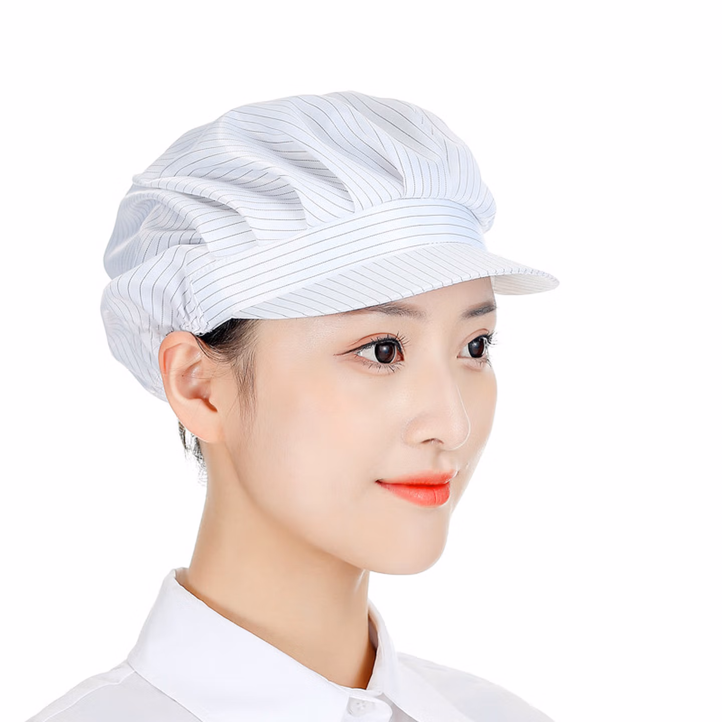 奥义驰韩版防静电帽子无尘洁净室车间蓝白电子厂防落发防灰尘男女工作帽 防静电【白色