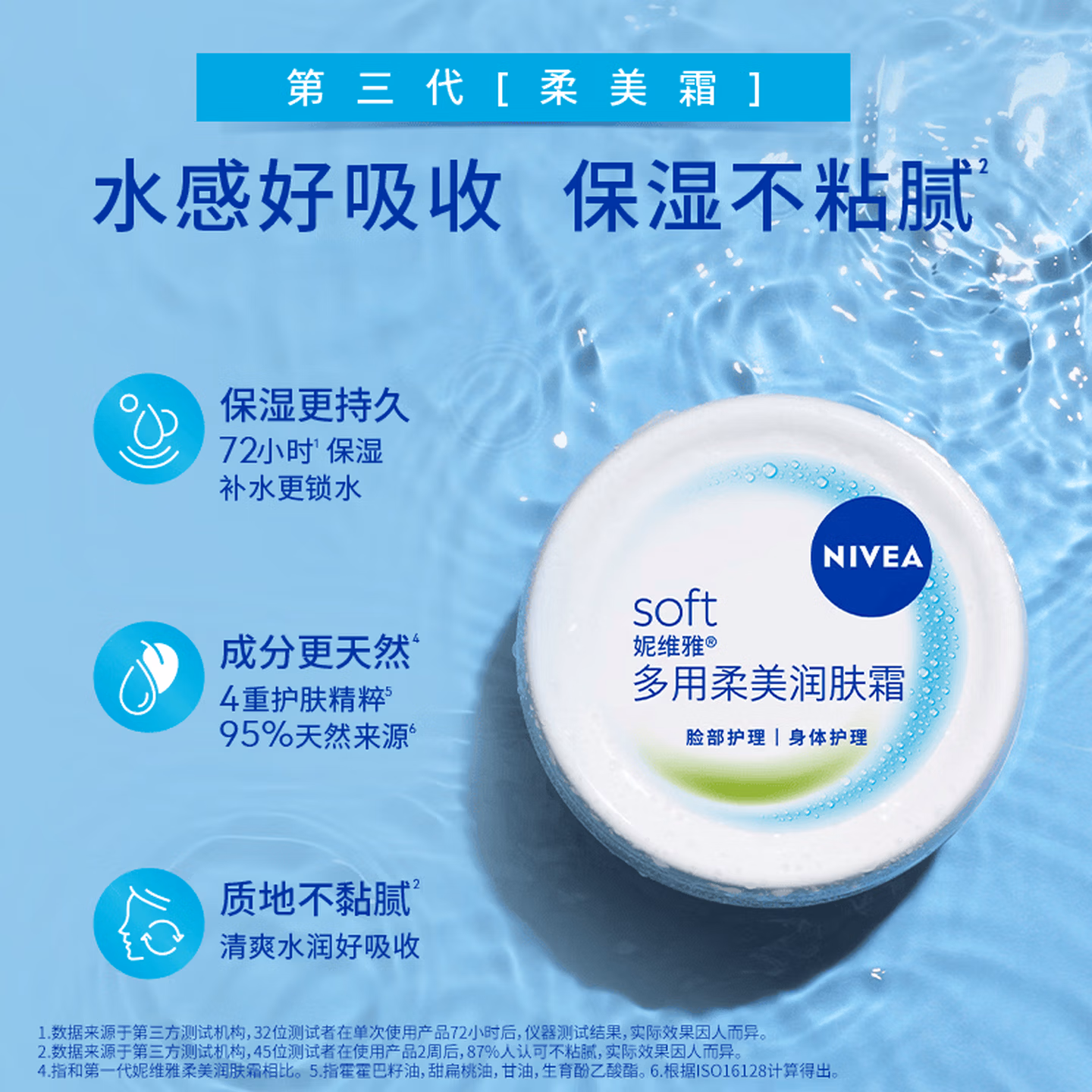 Nivea 妮维雅 多用柔美润肤霜 200mL*2罐 双重优惠折后￥45.9包邮 Plus会员还可减￥4.99
