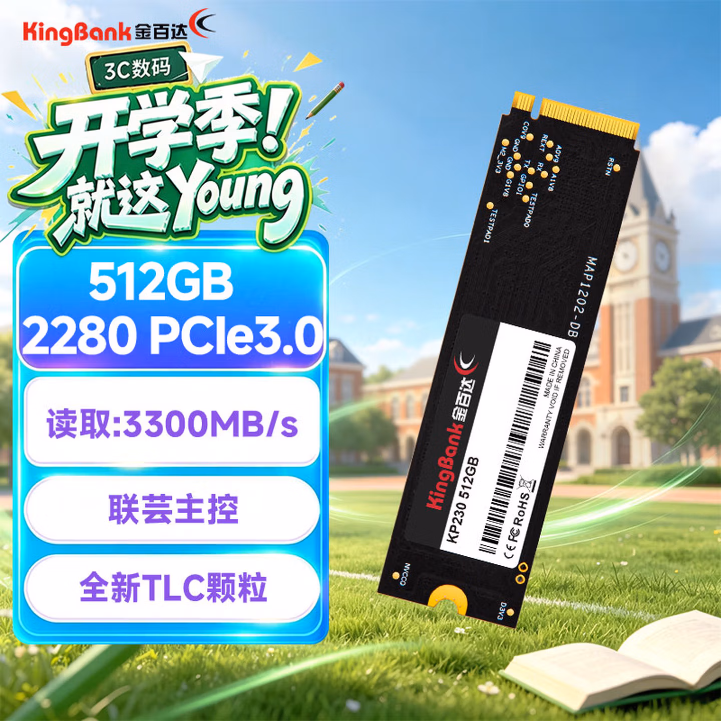 金百达（KINGBANK） 512GB SSD固态硬盘 M.2接口(NVMe协议) KP230系列