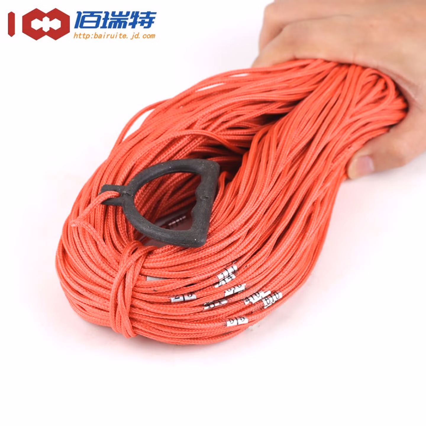 佰瑞特 测绳钢丝尼龙耐高温工程桩基测井深水位绳尺测量绳 带刻度数字加粗30米50