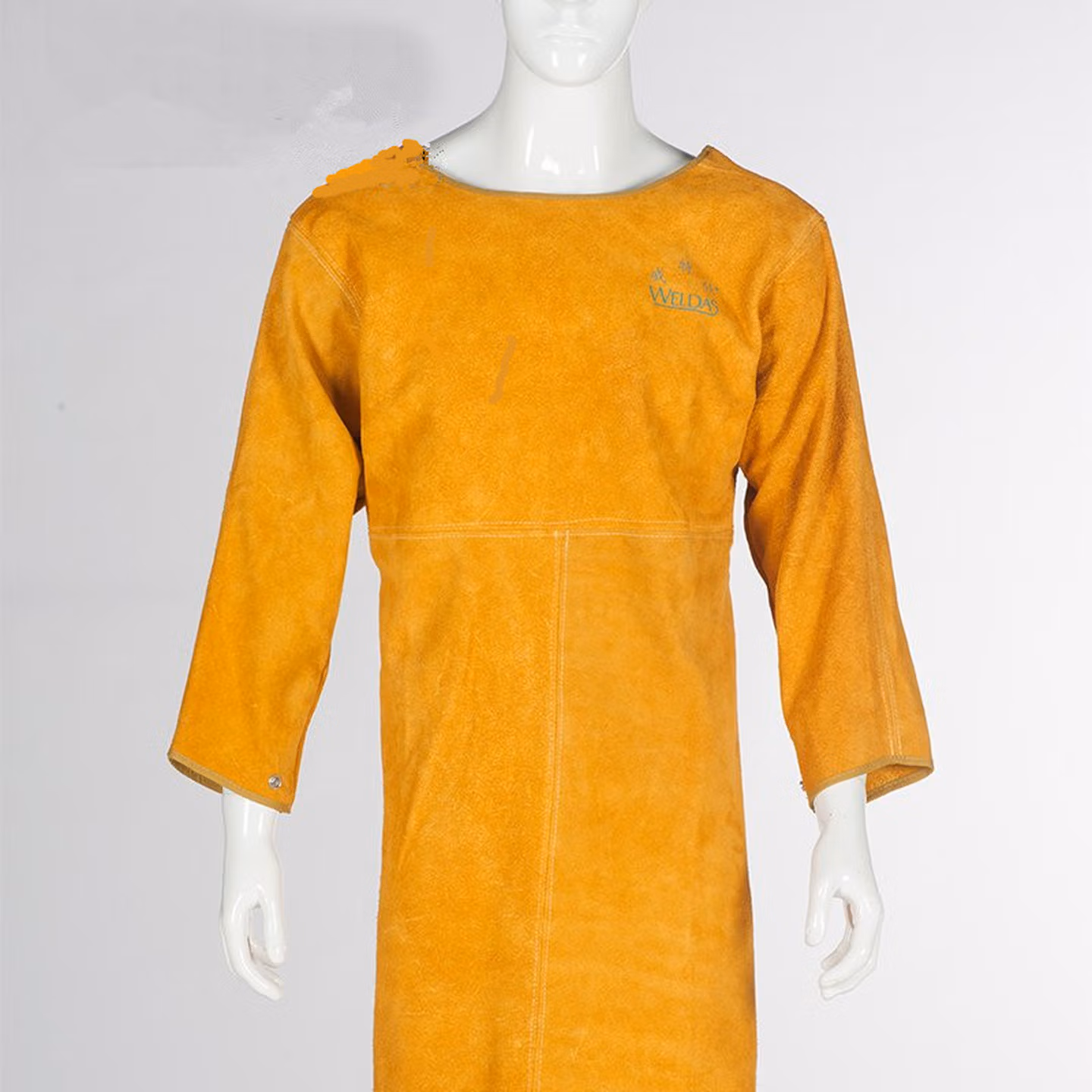 威特仕焊接焊工电焊带袖护胸皮围裙防烫隔热耐磨围裙防火金黄色皮围裙 44-1847