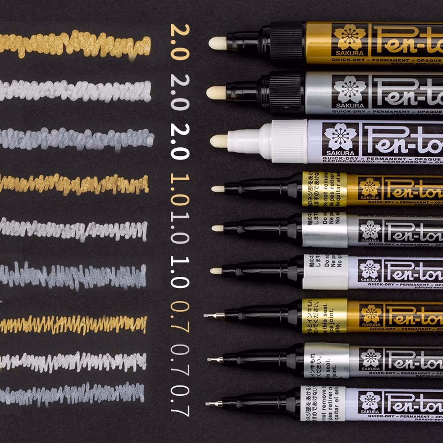 樱花油漆笔签到笔防水不掉色明星专用签名笔创意绘画高光笔大头细头记号笔 金+白 0