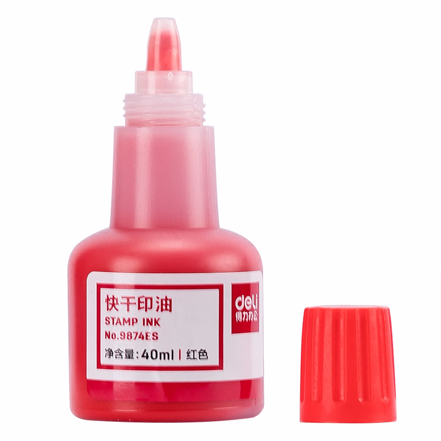 得力(deli)40ml财务印章快干清洁印油印泥 财务用品 办公用品 红色987
