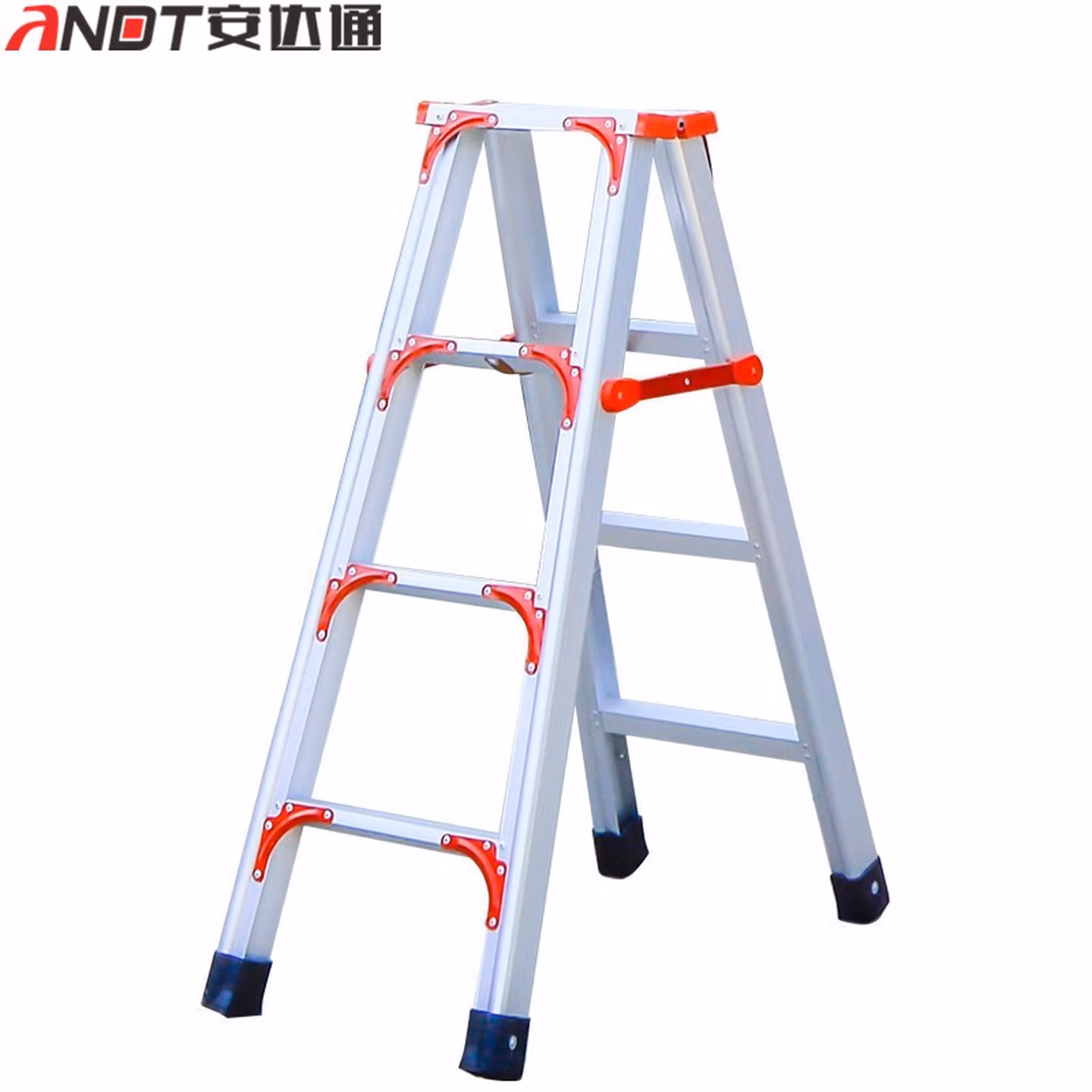 安达通 铝合金梯子 加宽加固款折叠双侧人字梯加厚防滑工程梯子双面折叠登高扶梯 加