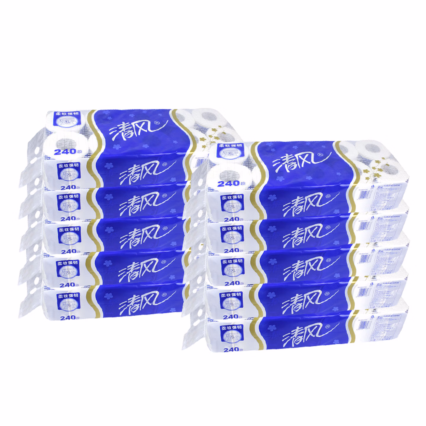 清风有芯卷纸几何系列3层240段卷筒卫生纸 卷纸纸巾共100卷装 3层 240节