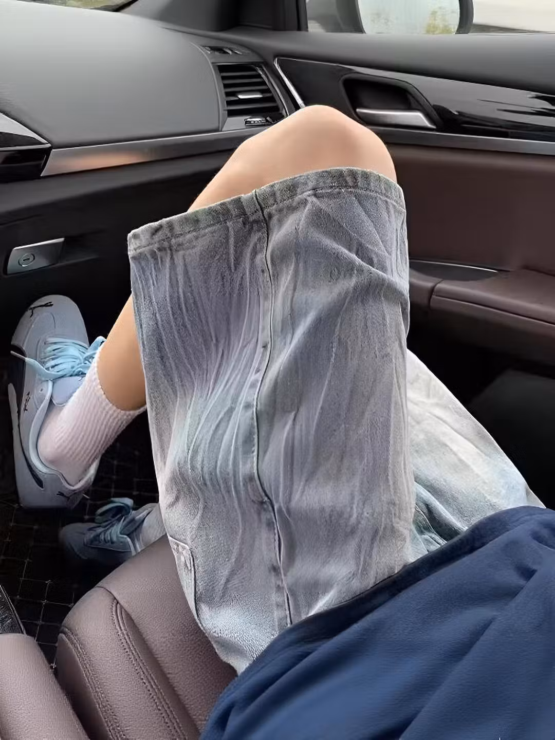Gradual Change Lightning Pattern Denim Shorts Men's Summer Ruffian Handsome Design Pants Retro Old Vibe Casual Five-point Pants, Blue S_viptrois.com