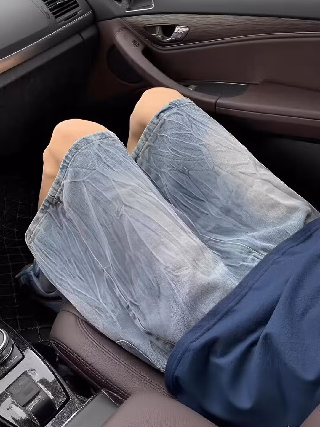 Gradual Change Lightning Pattern Denim Shorts Men's Summer Ruffian Handsome Design Pants Retro Old Vibe Casual Five-point Pants, Blue S_viptrois.com