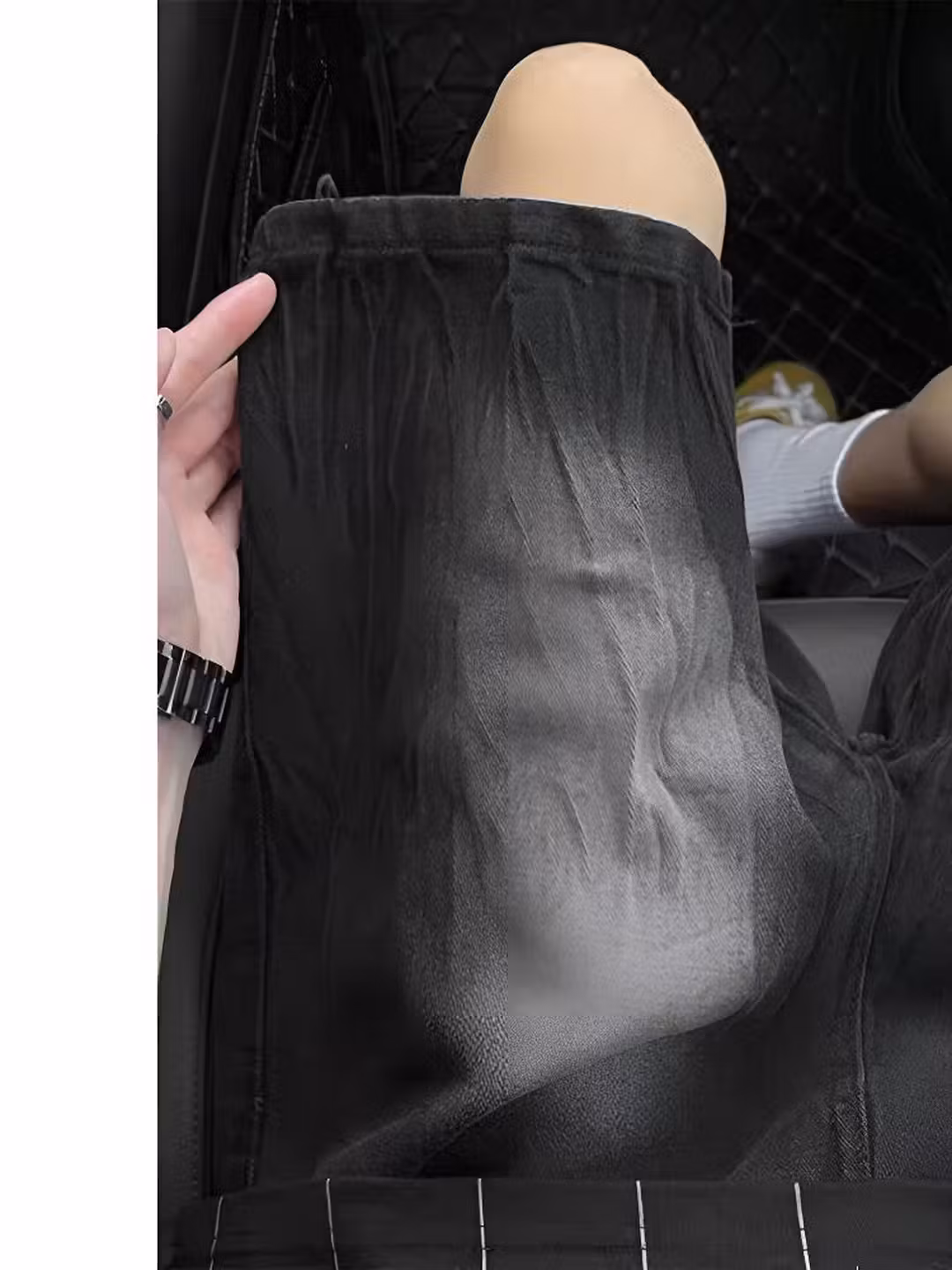 Gradual Change Lightning Pattern Denim Shorts Men's Summer Ruffian Handsome Design Pants Retro Old Vibe Casual Five-point Pants, Blue S_viptrois.com