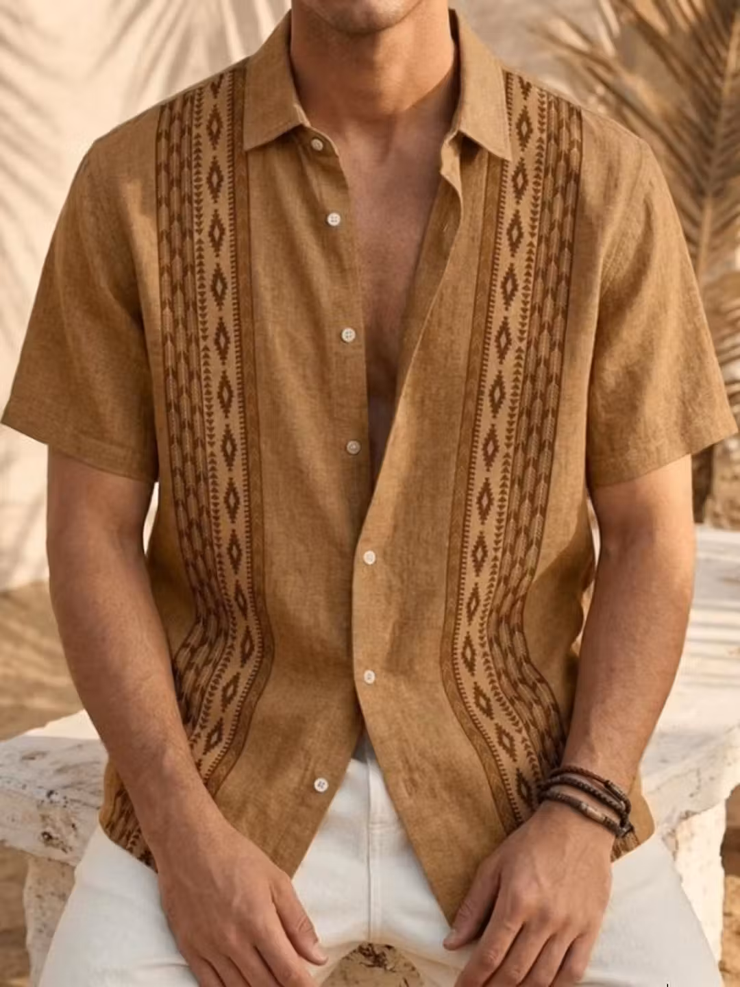 Short-sleeved Shirt Men's Printed Beach Couple Shirt 2026 Summer New Casual Flower Shirt Men's Clothes, Green L_viptrois.com