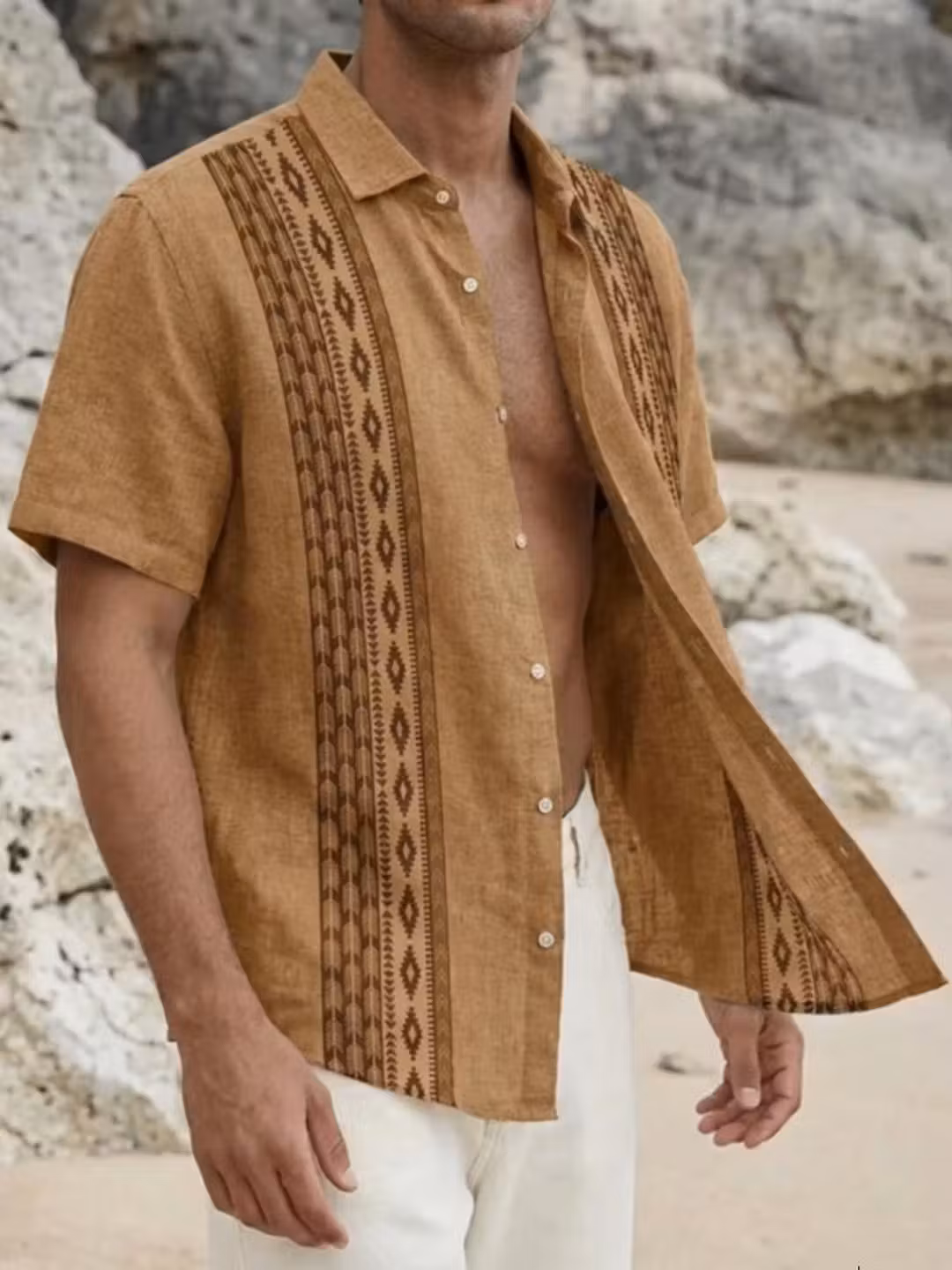 Short-sleeved Shirt Men's Printed Beach Couple Shirt 2026 Summer New Casual Flower Shirt Men's Clothes, Green L_viptrois.com
