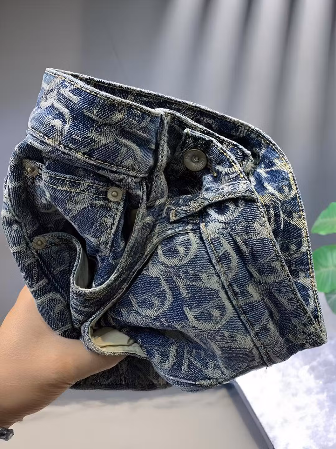 American Retro Full-print Denim Shorts Men's Summer Trendy Brand Handsome Casual Five-point Pants Teenagers Medium Pants, Blue-gray 28_mkmklike.com