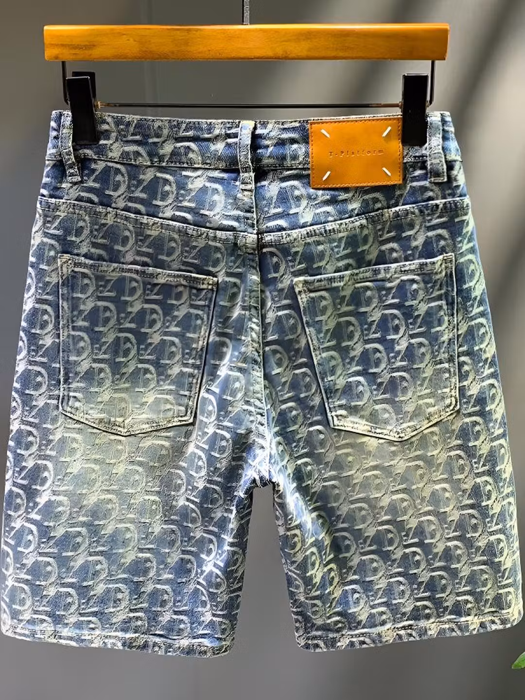 American Retro Full-print Denim Shorts Men's Summer Trendy Brand Handsome Casual Five-point Pants Teenagers Medium Pants, Blue-gray 28_mkmklike.com