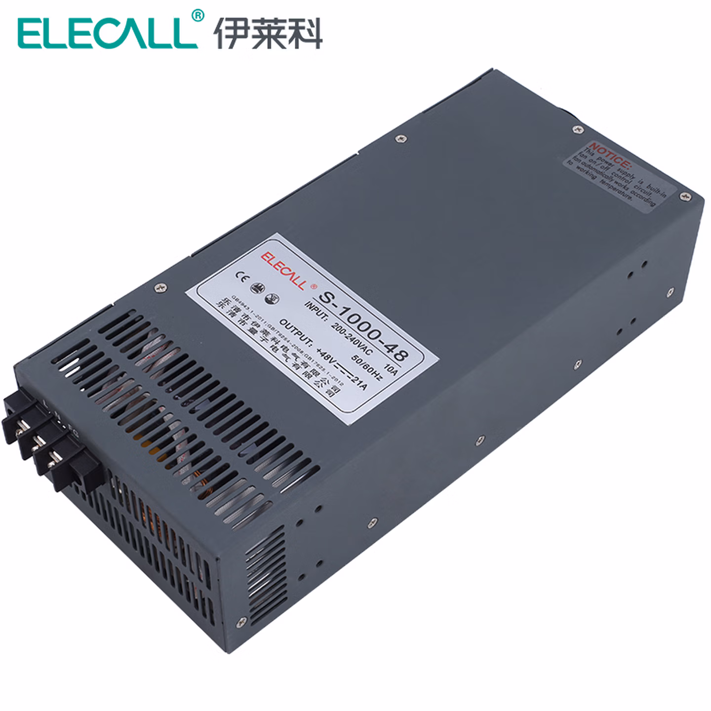伊莱科（ELECALL）大功率开关电源S-1000W直流稳压适配器LED灯带监控