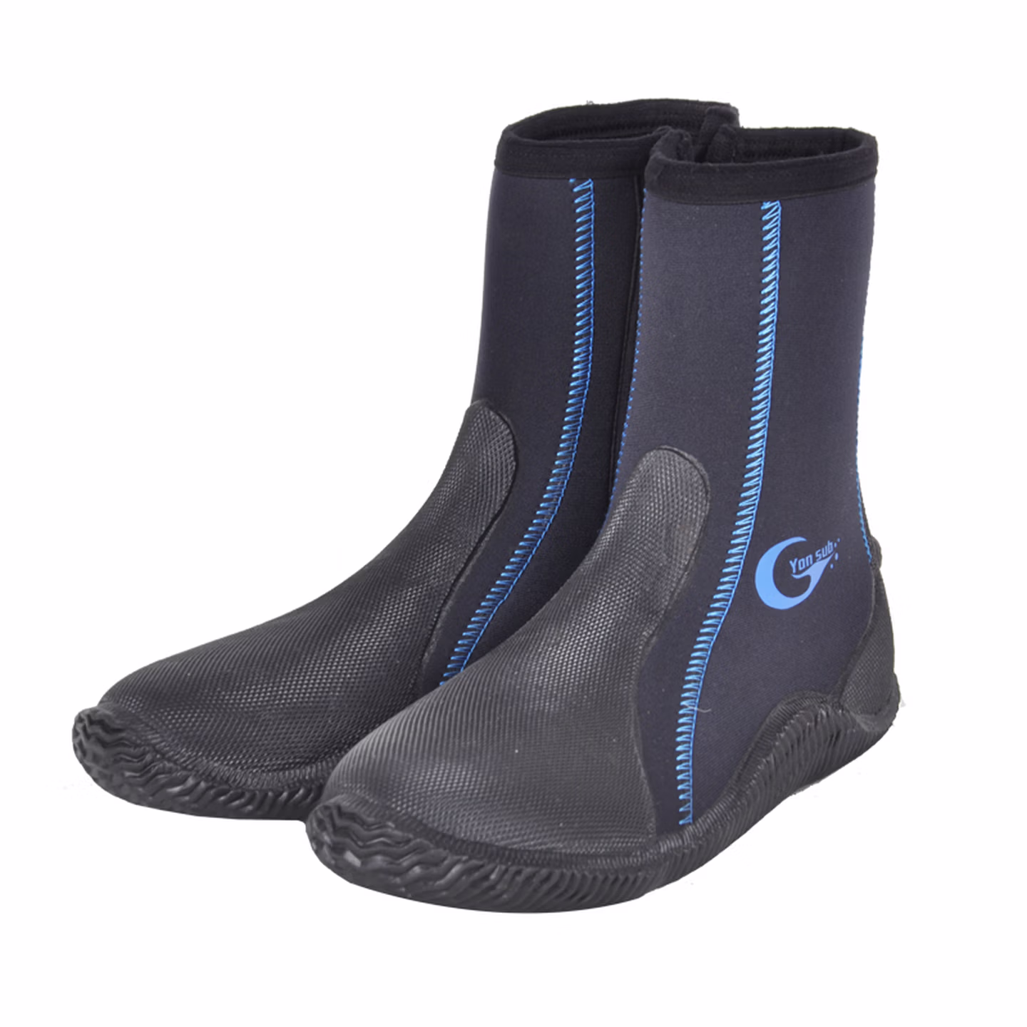 5MM钓鱼鞋 潜水靴防滑防刺男女加厚高帮沙鞋滩浮潜 蓝黑色 8（40-41）