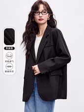 韩都衣舍2025新款春秋通勤时尚休闲西服女宽松上衣高级感百搭舒适西装外套