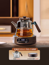  忆壶茶 一体煮茶壶围炉煮茶套装 升级1500ML轻奢黑壶1500ml+加大数显炉-套