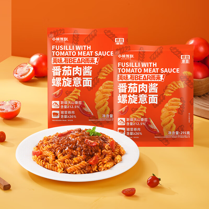 小熊驾到 番茄肉酱螺旋意面 215g*6袋 京东优惠券折后￥23.8包邮