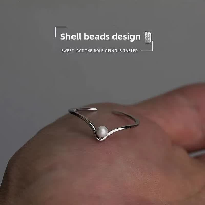 DUTRIEUXS925 Ring aus reinem Silber mit V-förmiger Perle für Damen, leichter Luxus, hochwertiges Nischendesign, Ring für den Zeigefinger, Geschenkidee_voghion.com
