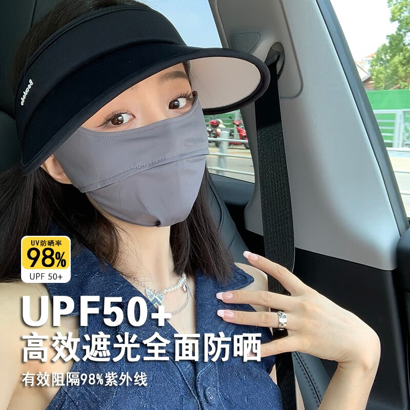 【?9.9包邮】北瑜 UPF50+高倍数防晒防紫外线 口罩面罩3d立体 高级灰