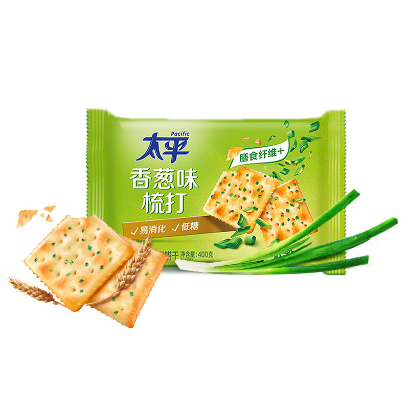 【任选5件19包邮】太平 三层高钙梳打苏打饼干 香葱味 100g