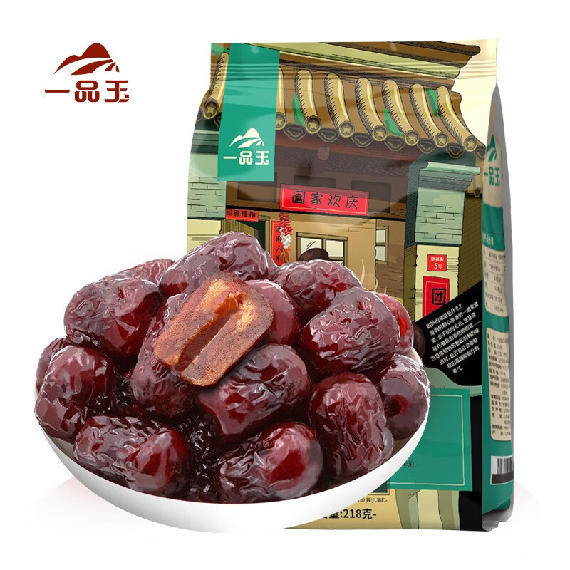 【JD旗舰店】一品玉 妈妈手工蒸枣218g*2袋(含赠)