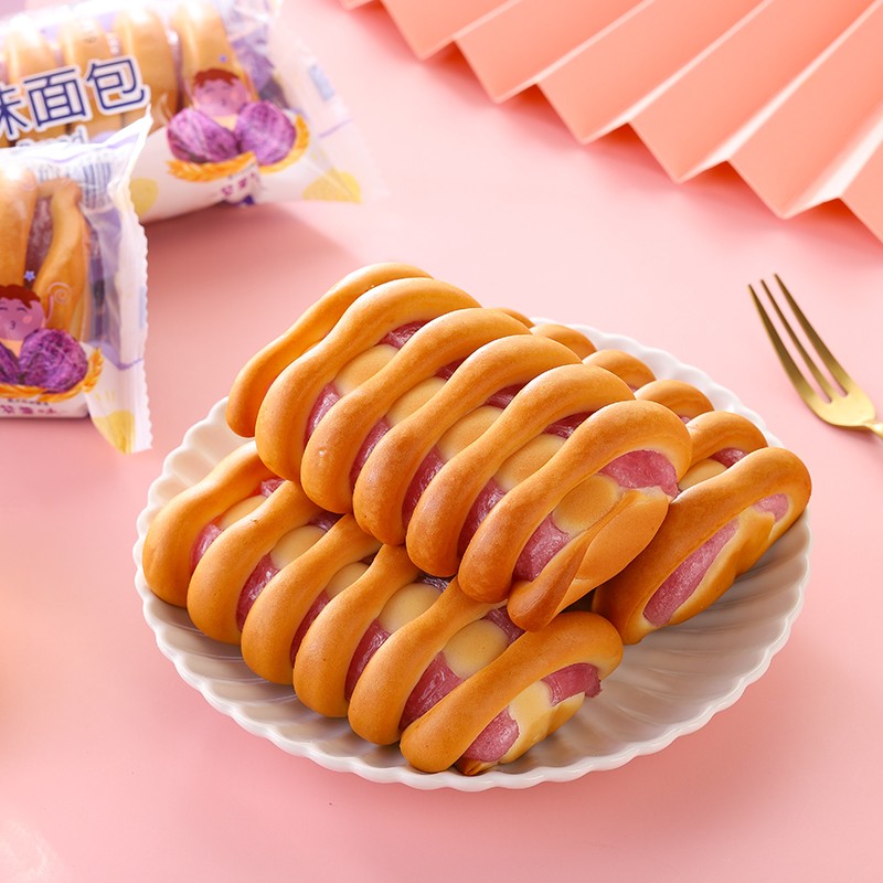 【旗舰店】兰象岩 早餐点心紫薯夹心面包 500g整箱