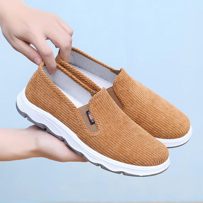 【39.9包邮】意迪森 男士条绒面休闲鞋 卡其色 单层 41 (255mm)