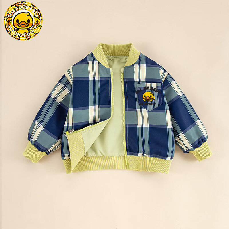【补贴39.9包邮】WALNUT DUCK核桃小鸭 儿童双面两穿格子外套 绿色