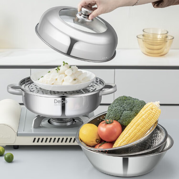 【49.9包邮】Debo德铂 汤锅洗米筛组合四件套 26cm