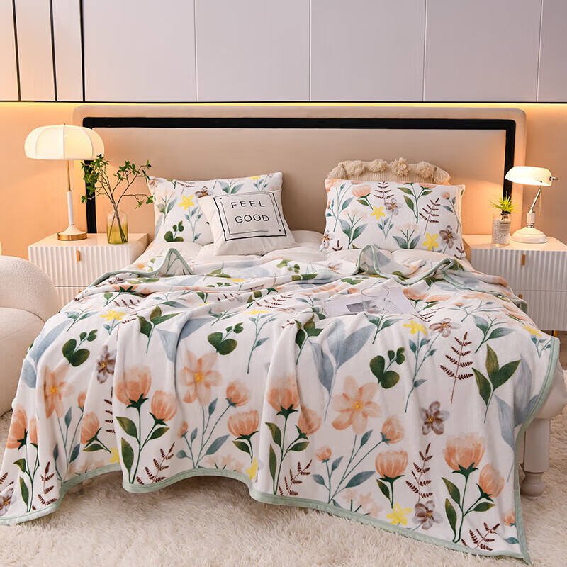 【JD旗舰店】软贝 A类牛奶法兰绒毛毯 争艳150x200cm