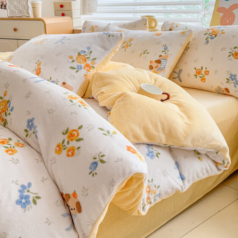 【119.9包邮】软贝 冬季加厚牛奶绒床品四件套 床单款2.0m（被套200*230cm）