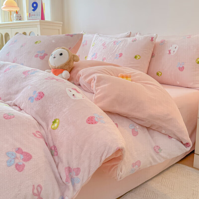 【JD旗舰店】软贝 冬季加厚牛奶绒床品四件套 床单款2.0m（被套200*230cm）