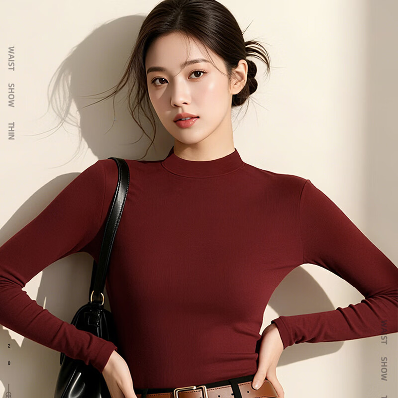 【拍2件39.8！旗舰店】华婷露（Huatinglu）半高领仿德绒内搭长袖打底衫