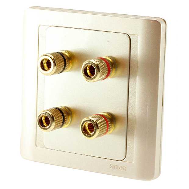 西蒙(simon)55香槟系列二位音箱插座n55402-56四头音响