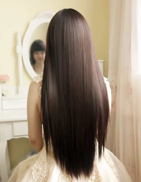 小苏妞假发 可烫直 长直发假发 直发新款女长卷蓬松修脸齐刘海 假发