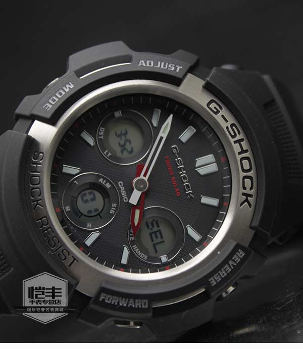 卡西欧(casio)g-shock太阳能手表运动防水男表 酷黑蓝awg-m100a-1a