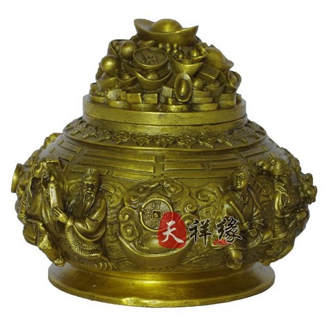 名称:铜八仙聚宝盆      材质:黄铜