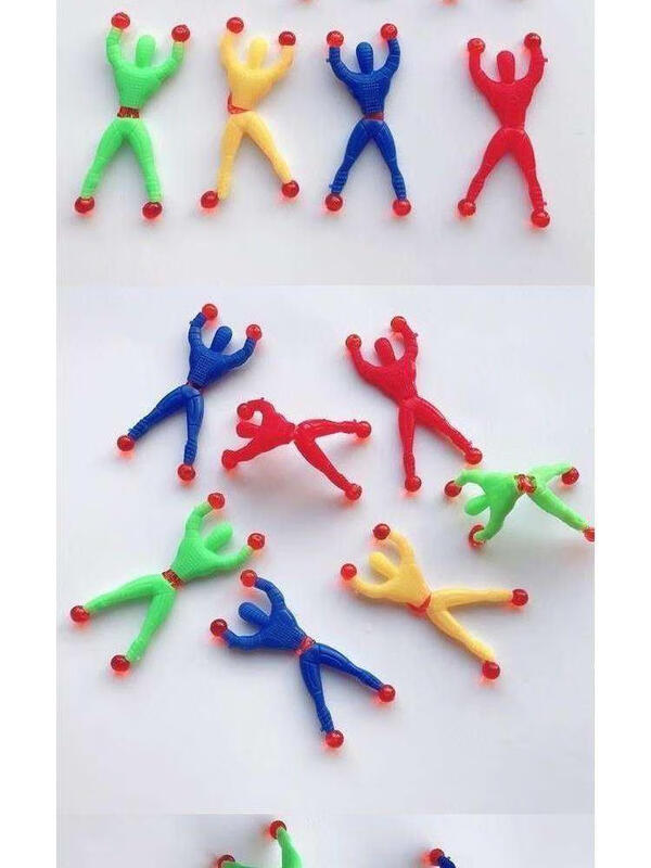 打折粘性网红橡皮人玩具小孩子休闲柔软轻便蜘蛛侠爬墙人墙贴 5个爬墙