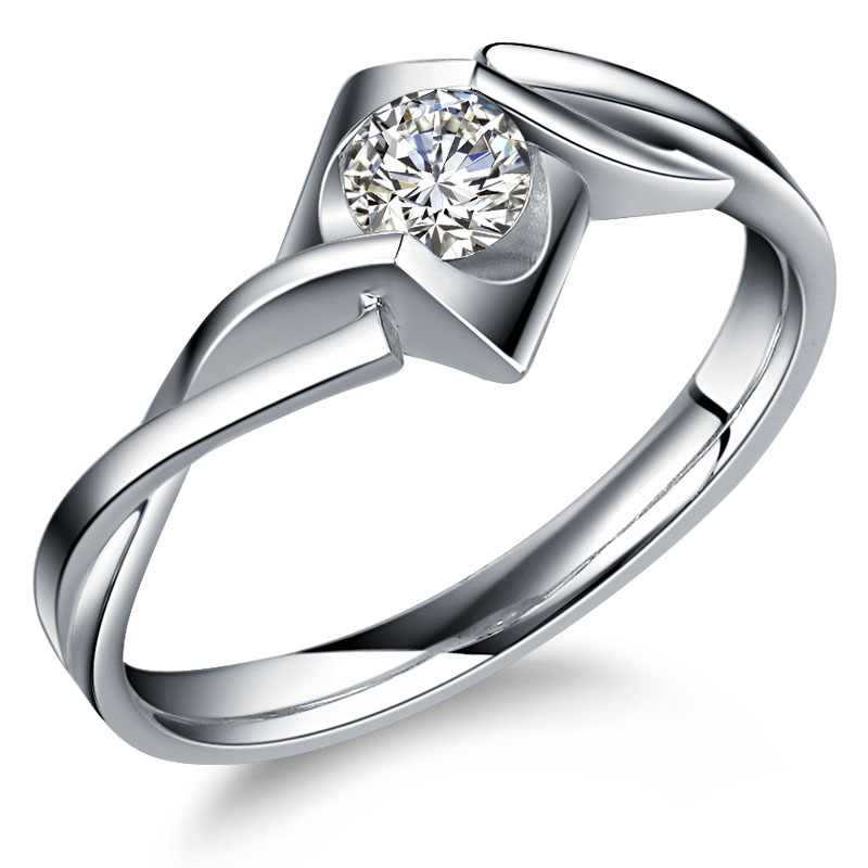 爱宝莉 白18k金 pt950铂金 结婚 钻戒 天然钻石戒指 女 pt铂金32分 ij