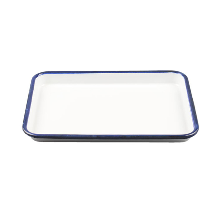 力思俊 白色加厚搪瓷托盘长方形盘子搪瓷盆搪瓷茶盘搪瓷方盘多用盘