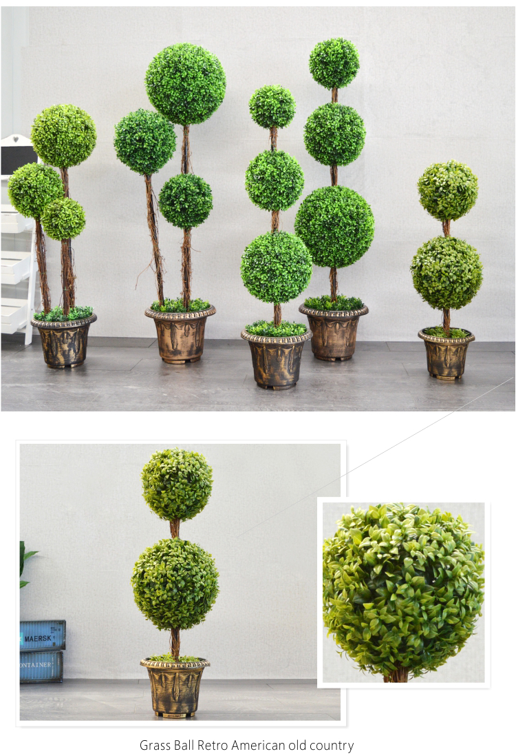 树颜仿真花大型植物加密米兰草球套装客厅室内落地装饰假盆栽绿植摆件