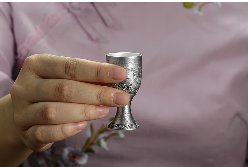 泰光银楼 银酒杯999足银酒盏复古高脚家用白酒杯实用银酒具酒盅 15