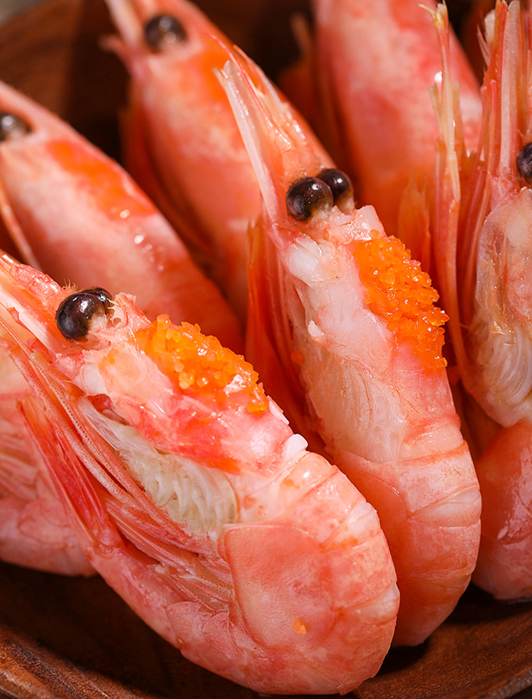 沃派 北极虾新货头籽 熟冻甜虾冰虾 10斤装 盒装 70-90只/kg 黑头少 